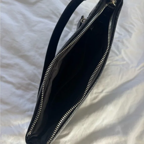 Black Pleather Shoulder Bag with Strap - Picture 3 of 3